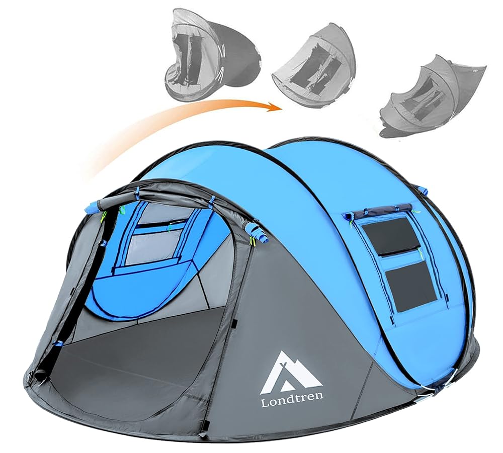 4-Particular person Waterproof Immediate Pop-Up Tent with Computerized Setup and a pair of Doorways – Very best Household Tent for Tenting, Climbing, and Journey