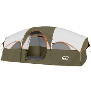 CAMPROS CP 8-Particular person Tenting Tent – Climate-Resistant Household Tent with 5 Spacious Mesh Home windows, Double Layer Design, Divided Curtain for Privateness, Transportable with Carry Bag