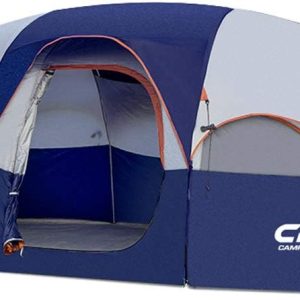 CAMPROS CP 8-Particular person Climate-Resistant Household Tenting Tent with 5 Giant Mesh Home windows, Double Layer, Divided Curtain for Privateness, and Transportable Carry Bag