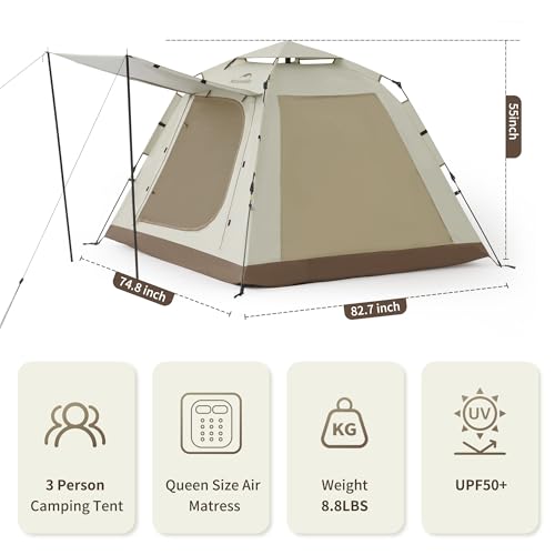 Naturehike Ango Immediate Cabin Tent for 3-4 Folks – Simple Setup Pop-Up Tenting Tent for Household Outside Adventures