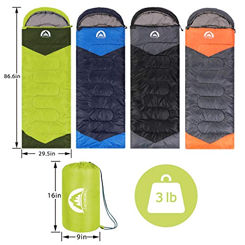 SWTMERRY 3-Season Sleeping Bag (Summer season, Spring, Fall) - Light-weight, Waterproof, Appropriate for Heat & Cool Climate, Ultimate for Children, Teenagers & Adults for Climbing and Tenting, Indoor...