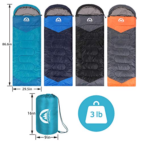 SWTMERRY 3-Season Sleeping Bag (Summer time, Spring, Fall) - Light-weight, Waterproof for Heat and Cool Climate, Appropriate for Children, Teenagers, and Adults for Indoor and Out of doors Use,...