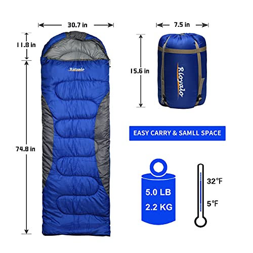 Winter Sleeping Luggage for Adults (0 Diploma, 450GSM) - Appropriate for Temperatures from 5F to 32F - Moveable, Waterproof with Compression Sack - Perfect Tenting Sleeping Luggage for Huge...